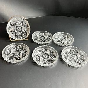 Vintage*6 Star of David Glass Coasters 3.5" Wide by Anchor Hocking